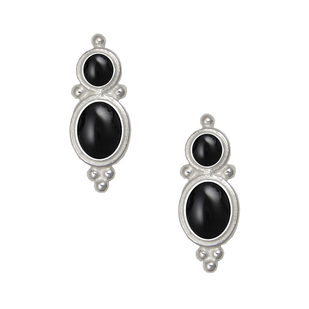 Sterling Silver Drop Dangle Earrings Black Onyx